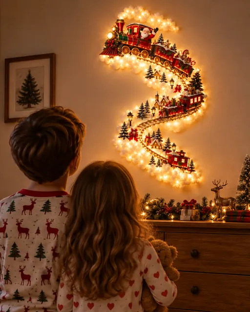 Santa Train Light in a child's bedroom